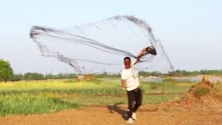 小池塘的魚真多，大哥小飛網爆一網大頭鰱，抓到的小魚實在不忍心，全部放了【農村漁夫黎明官方頻道】