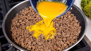 Only a few ingredients! Just add eggs to ground meat. It's so delicious! Easy breakfast or dinner