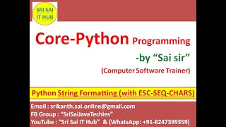 Python String Formatting | Python Strings Python Escape Sequence Characters| Python Raw String |#66