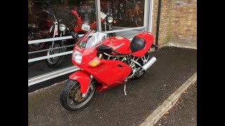 Ducati 750 Super Sport SS Red 1998 10,149 Miles Start Up \u0026 Review