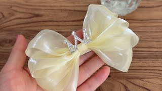 에일린리본 리본공예 쉬폰 리본핀 만들기 엔느 리본핀 ribbonbow tutorial handmade diy