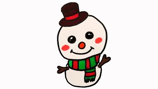 How to draw Snowman  Christmas Snowman draw