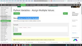 PYTHON:W3 SCHOOLS (Series) DAY-7/Python Variables - Assign Multiple Values For Beginners/VL INFOTEC