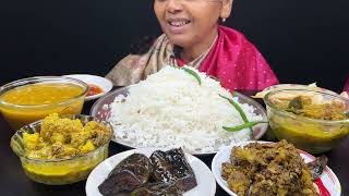 BIGBITES, EATING RICE WITH MOCHA GHONTO, BORAR JHOL, SORSHE FULKOPI, VEG MEAL EATING।।