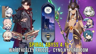 C0 Wriothesley Freeze and C1 Cyno Hyperbloom - Genshin Impact Abyss 4.1 - Floor 12 9 Stars