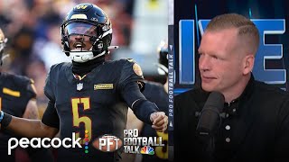 Jayden Daniels strikes first in rivalry with Caleb Williams | Pro Football Talk | NFL on NBC