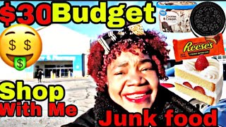 SHOP WITH ME NO EBT FOR JUNK FOOD ON A $30 BUDGET IN WALMART | TIKTOSHH + DISABLED