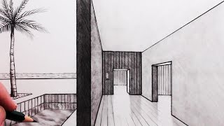How to Draw a Room with a View using One-Point Perspective: Narrated Drawing Tutorial