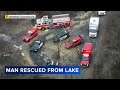 man resuced after falling through frozen lake in whitehall twp. lehigh county