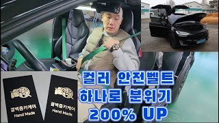 테슬라 모델X 컬러 안전벨트 손테슬님의 차량을 봐드렸습니다