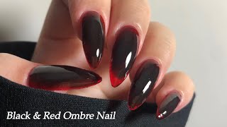 SUB) Moody chic red \u0026 black ombre nails 🥀🖤 / self nails / gel-x / nail art / Korean nails / NAIL