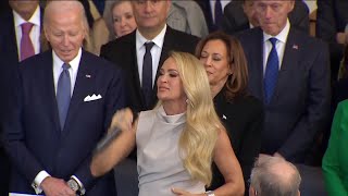 Carrie Underwood performs a cappella after apparent technical glitch at Donald Trump inauguration