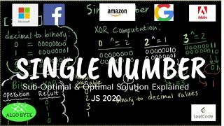 Facebook & Amazon's SINGLE NUMBER | LeetCode | [step - by - step 2 Solutions] JAVASCRIPT