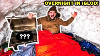 OVERNIGHT Camping INSIDE of IGLOO in My BACKYARD!!! (Bad Idea)
