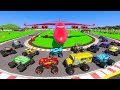 Race Crazy Cars Monster Trucks McQueen & Friends  Mater The King Miss Fritter Crazy Track 8