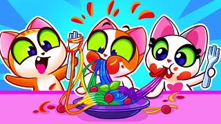 Rainbow Spaghetti | Colors for Kids | Toys Are Not on the Menu | Don't Overeat | Useful Stories