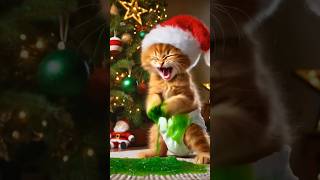 Kitten wish you Merry Christmas and Happy New Year 🤮🎄 #cute #cat #cartoon