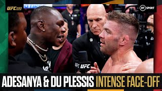Israel Adesanya and Dricus Du Plessis come face-to-face in bad tempered encounter at #UFC290