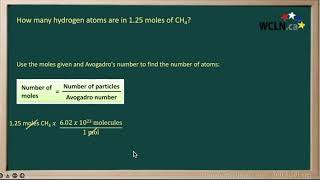 WCLN - How many hydrogen atoms are in 1.25 moles of CH4?