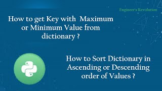 #python Get Key with Max or Min Value from dict Sort Dict in Ascending or Descending order of Value