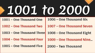 Numbers in words 1001 to 2000 // Numbers 1001 to 2000