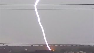 CLOSE positive CG lighting strike with loud thunder!