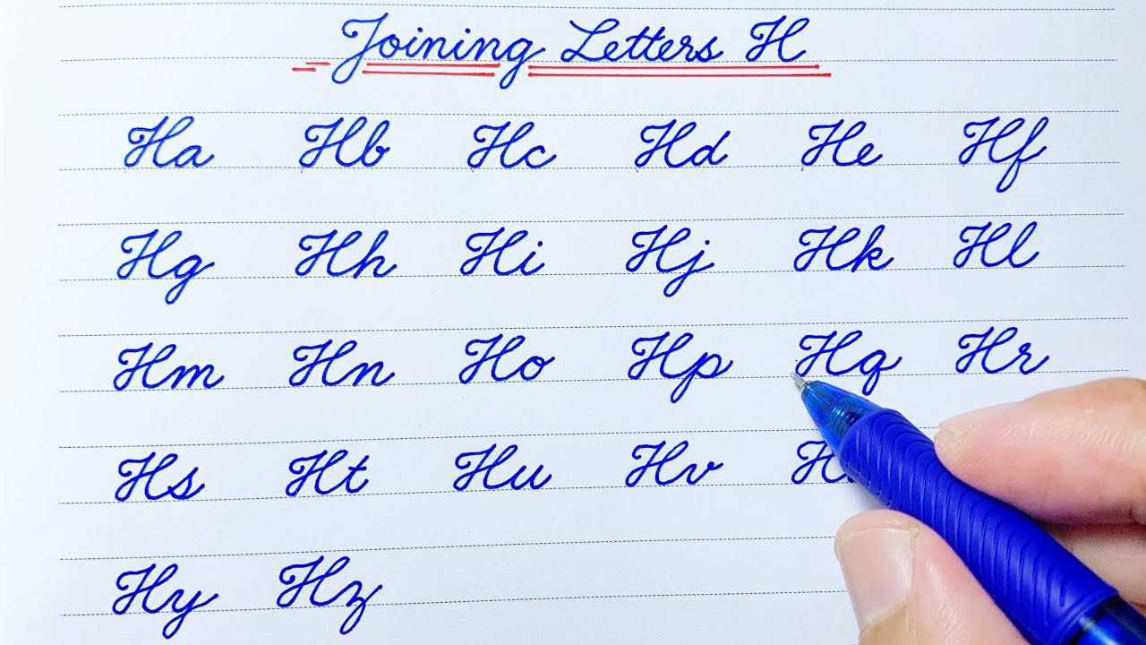 Cursive Writing | Joining Letters | Capital Letters H | Cursive ...