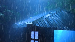 Within 3 Minutes Goodbye Stress to Sleep Instantly with Heavy Rain  on Old Metal Roof in at Night