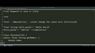 Final keyword in Java vs Scala
