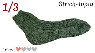 3D Socken mit rechtsverschränkten Maschen stricken leicht gemacht - Video 1/3 Bündchen und Schaft