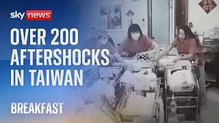 Moment nurses protect babies during Taiwan earthquake