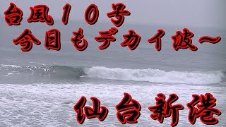 台風１０号今日もデカイ波～～2019年8月13日（火）9:30~10 :00 仙台新港の波情報  Sendai Newport Beach Wave Report  13  August  2019