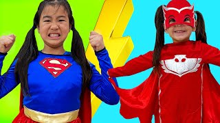Superheroes and Villains | Jannie and Ellie Nursery Rhymes & Kids Songs Pretend Play