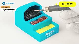 Relife RL-599C Soldering Iron Tip Cleaner 3-In-1 With Brush Sponge Wire