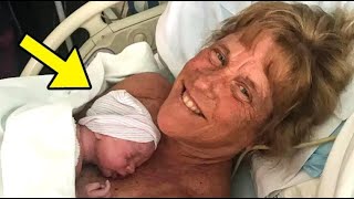 57-year-old woman gives birth to a baby, then her husband sees a strange detail!