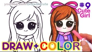 How to Draw + Color Chibi Girl #9 Step by step w/Crayola Markers, pencils