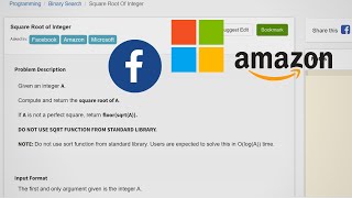 4.7 SQUARE ROOT OF INTEGER (Binary Search)-Interviewbit #binarysearch#interview