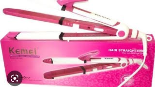 Kemei 3 in 1 Hair Straightener \u0026 curler+Crimp ..  Review \u0026 Demonstration!! #youtube #straightener