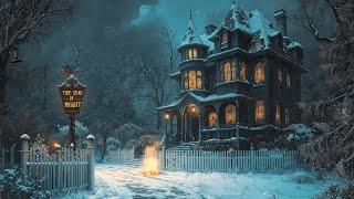 A spooky Victorian mansion winter with Crackling Fire \u0026 Blizzard  Night Winter Ambience