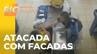 Mulher finge ser cliente de mercado e ataca atendente com facadas