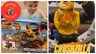 Hot Wheels Monster Trucks Arena Smashers! Mega Wrex vs Crushzilla Takedown! New for 2023!