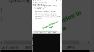 division in java program || Integer division in java || modular division in java
