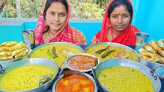 govinda bhog khichuri, Kashmiri alur dum, brinjal fry ,egg omelette challenging video... punishment🤮