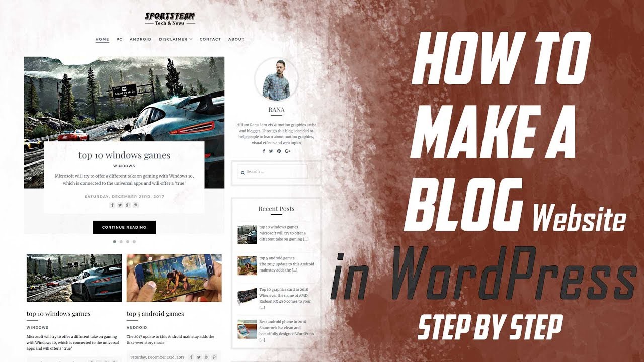 How To Make Wordpress Blog - Step By Step In 20 Minutes - YouTube