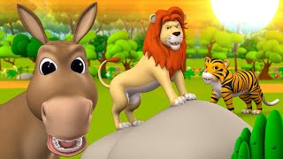 Foolish Donkey Lion and Tiger Telugu Story - మూర్ఖపు గాడిద సింహం మరియు పులి కథ 3D Kids Moral Stories