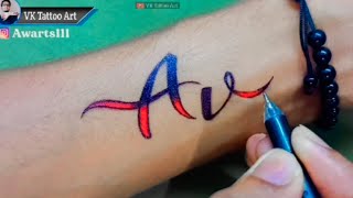 AV letter tattoo | AV name tattoo | AV tattoo | letter A V tattoo design | V A letter tattoo