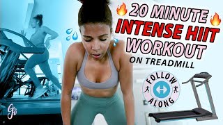 Easiest way to Burn 1000 calories! | 20 MINUTE INTENSE HIIT WORKOUT *TREADMILL follow along