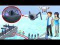 penampakan sea eater di pantai yuta mio cek drone ternyata ada! | SAKURA SCHOOL SIMULATOR