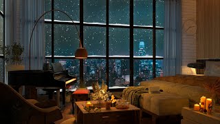 Smooth Jazz Piano Music in Cozy Bedroom 4K - Piano Relaxing Jazz Music for Sleep, Study, Work