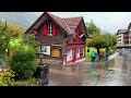 スイスの田舎 最も美しいスイスの村でのリラックスした雨の散歩 雨の雰囲気